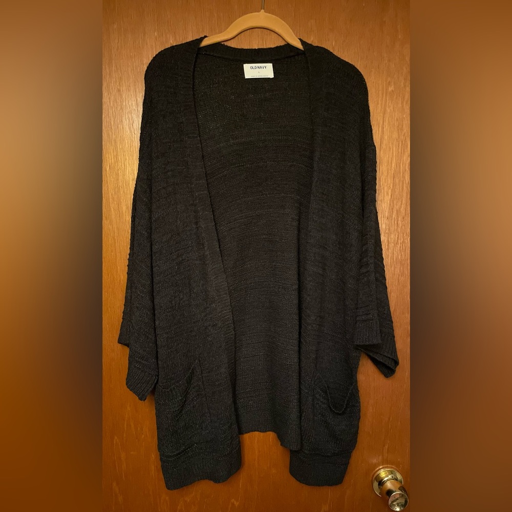 Old Navy black mid‎ length black cardigan size large